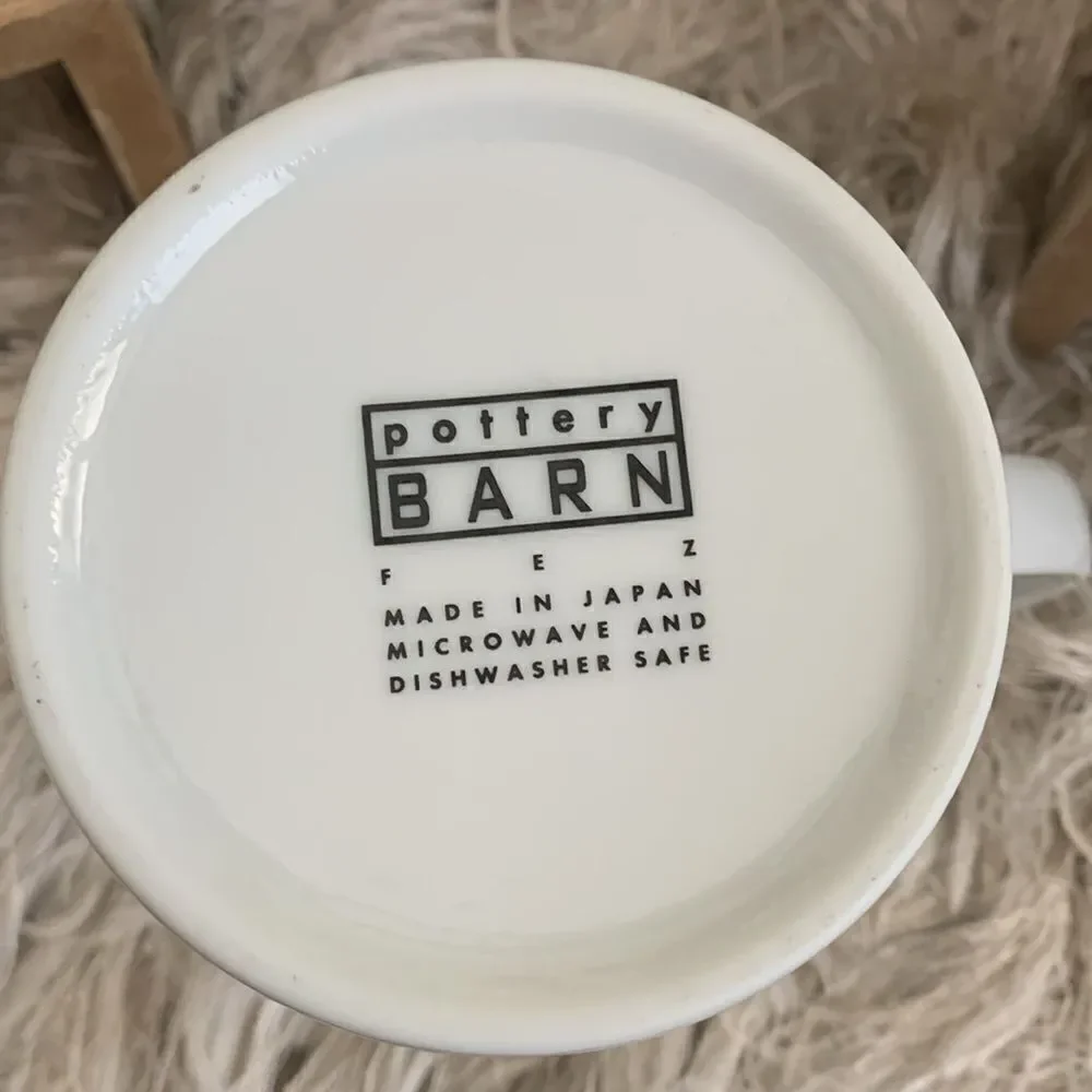 Vintage Pottery Barn Fez Pattern Black and‎ White Swirl Coffee Cups Set Of 6